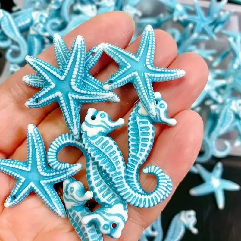 Starfish and seahorse charms for coastal fishing net decoration