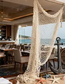 Decorative fishing net for BnB wall — coastal themed decoration